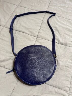 Portland Leather Circle Crossbody in Cobalt